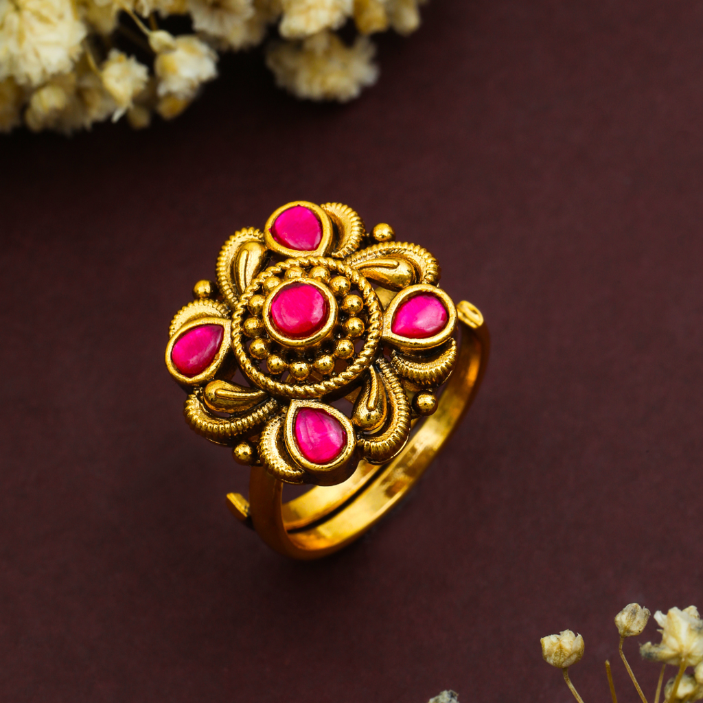 Minimalist Gold-Plated Temple Ring Â Dainty Everyday Jewellery J-307 : J-307