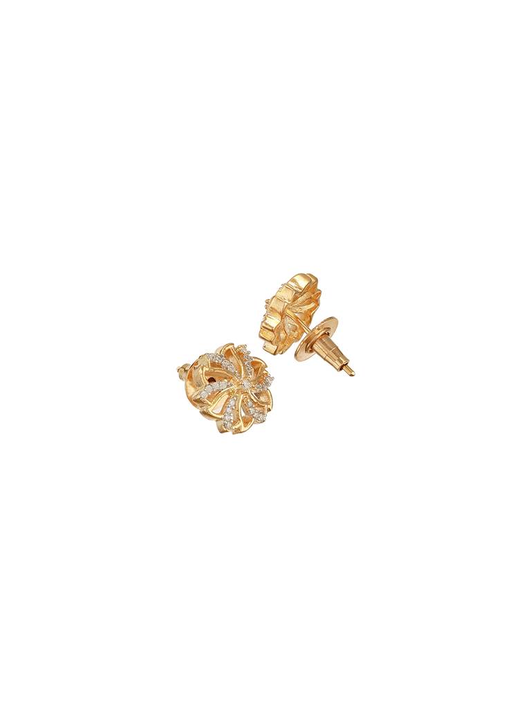 Gold Toned  Cubic Zircon Studded Solar Design Minimal Locket Pendant Jewellery Set : SJLK2723
