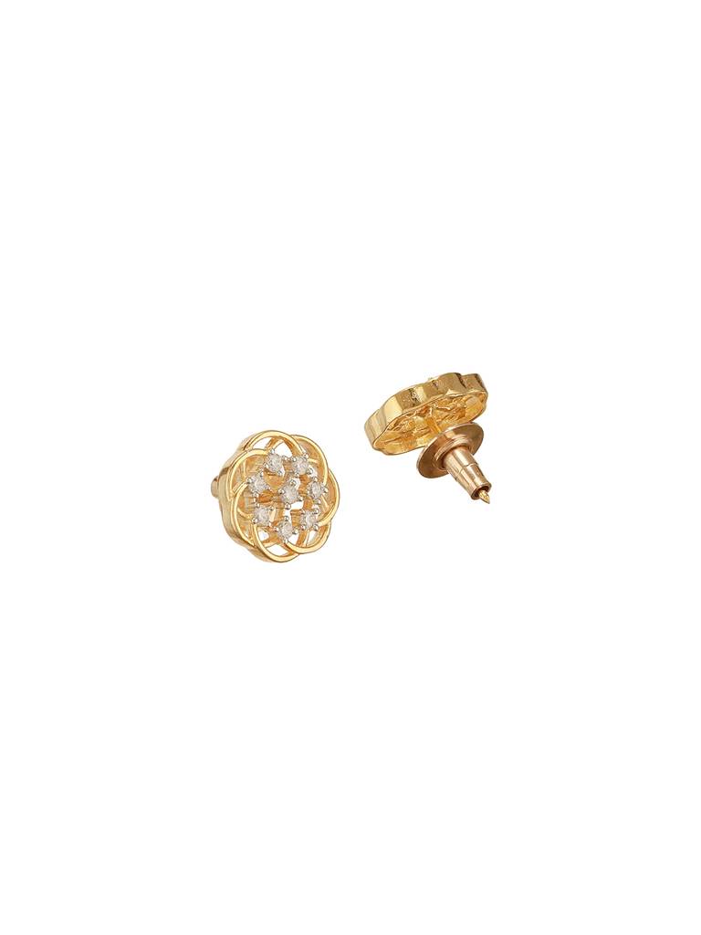 Gold Toned Cubic Zircon Studded Floral  Designer Minimal Locket Pendant Jewellery Set : SJLK2725