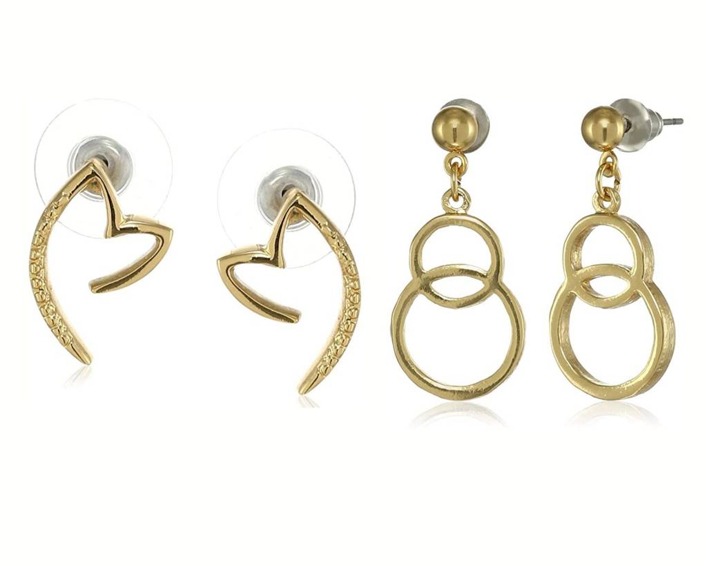 Estele Gold Plated Heart Stud And Circle Drop Earrings For Girls & Women (Combo Of 2) : COMBO-113ER