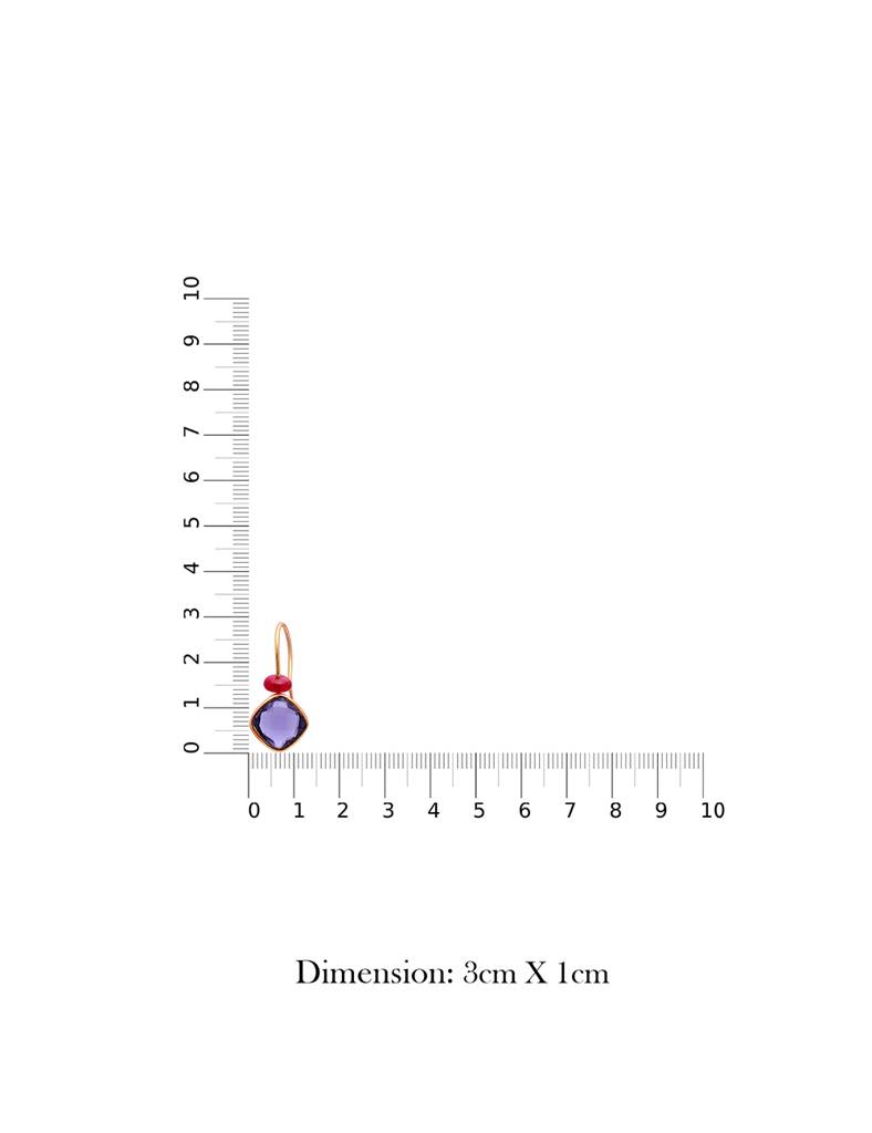 925 Sterling Dangling Studs With 24K Gold Plated And Amethyst Stone : 2797