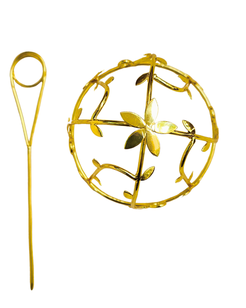 Janhvi Floral Hair Bun Cage Accessory In Brass : HB002