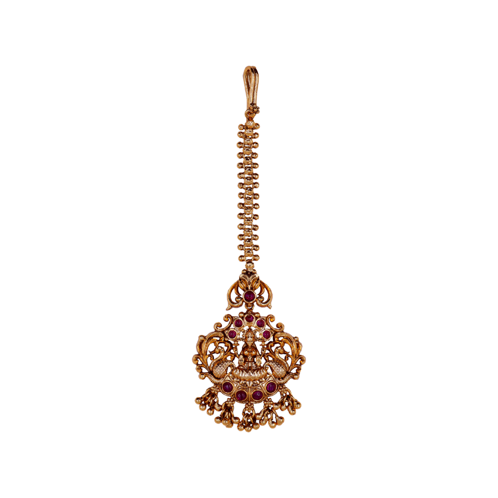 Vintage Charm Temple Jewellery Maang Tikka | Bridal Gold Plated Design : T-13
