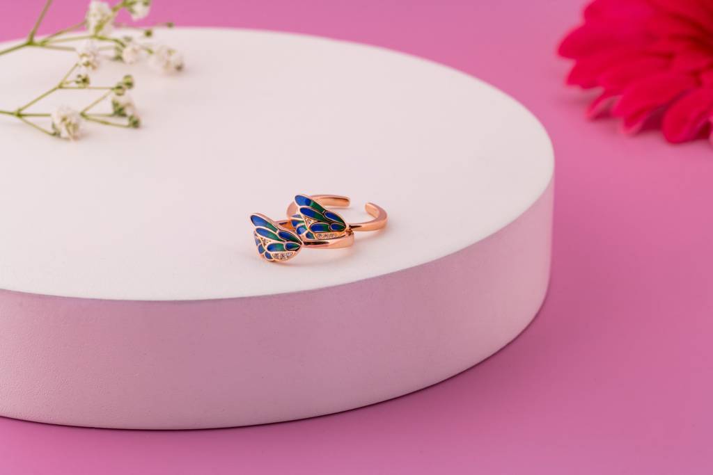 Royal Feather Gold Plated 92.5 Silver Toe Ring : SKU1134