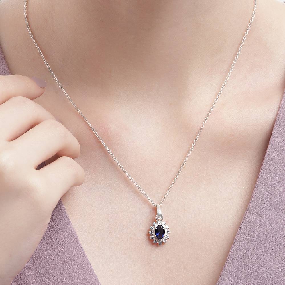 Silver Blue Necklace : Silver Blue Necklace : Silver Blue Necklace : Z125SG002N037