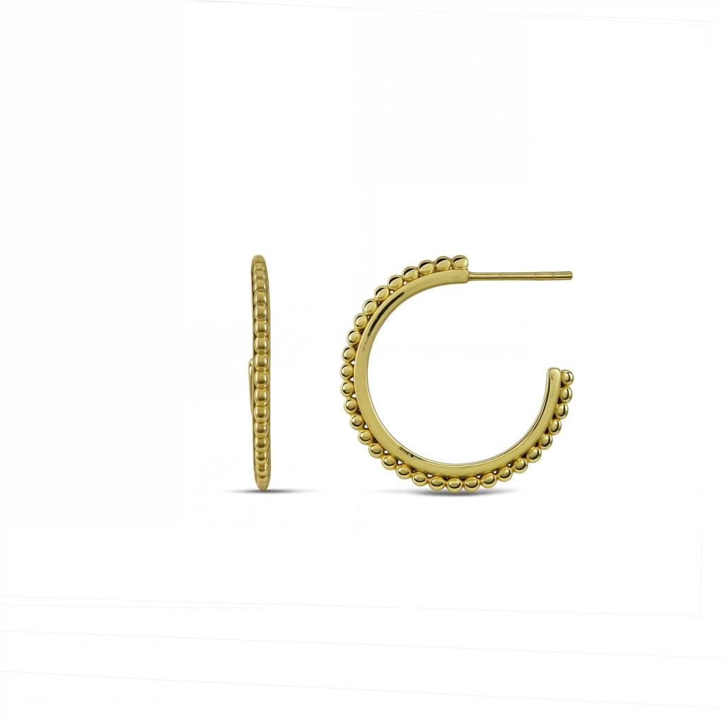 Beaded Loop Hoop Earrings In 925 Sterling Silver : PGE-097
