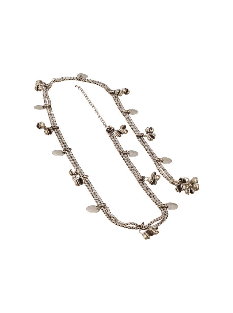 Oxidised Silver Toned   Trendy  Chain Minimal Waistchain Hipbelt Kamarbandh : SJKB2814
