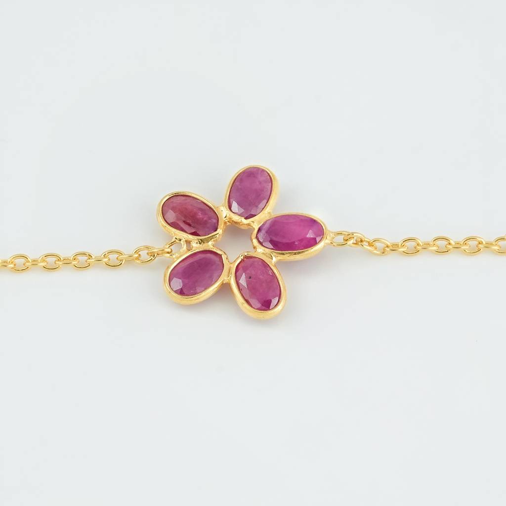 The Botanical Gardens Triple-Flower 18Kt Gold Plated Sterling Silver Bracelet | Made To Order : BR0009