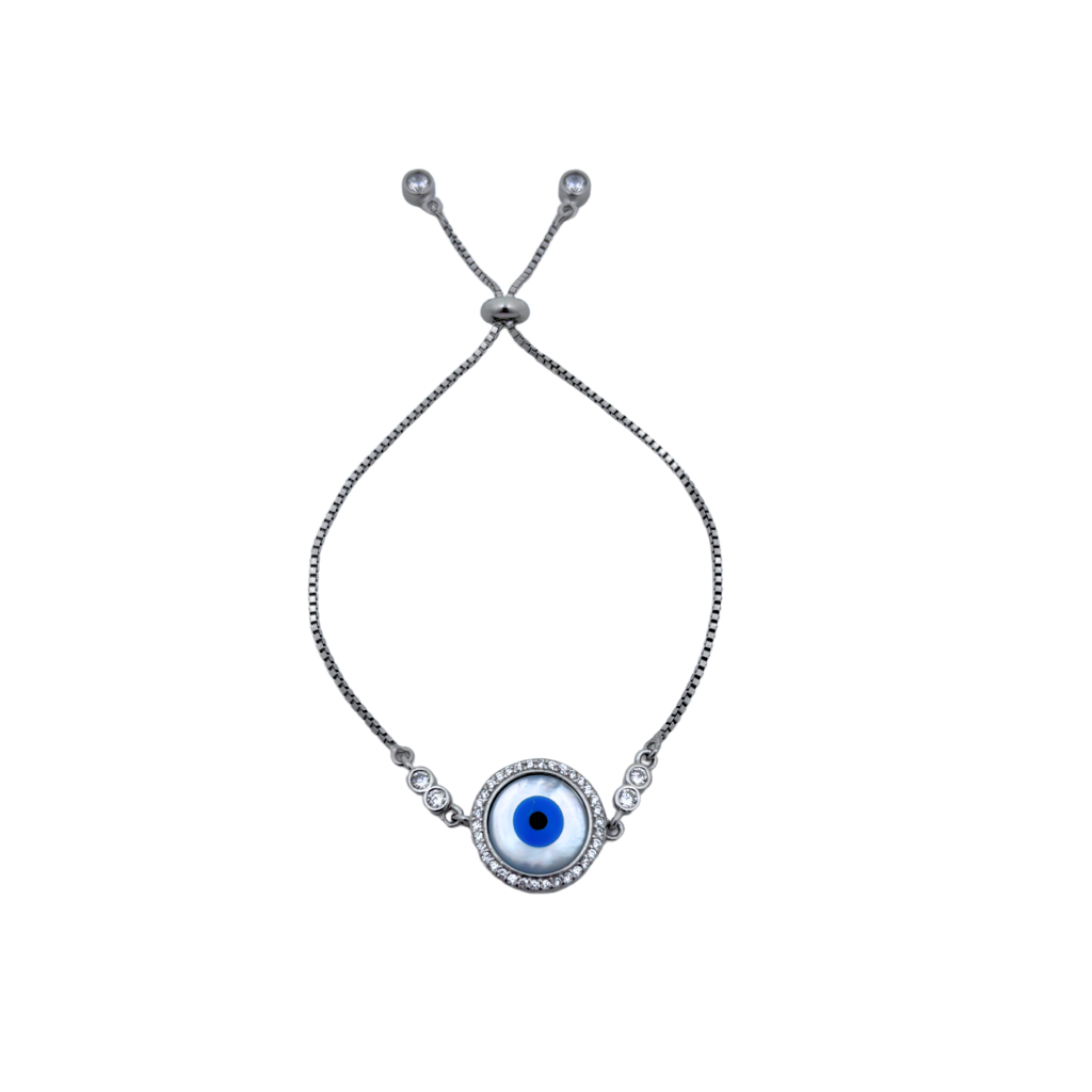 Silver Evil Eye Adjustable Bracelet : SS128