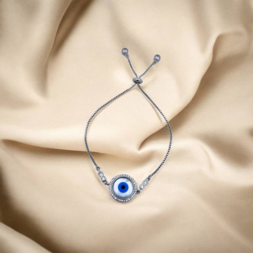 Silver Evil Eye Adjustable Bracelet : SS128