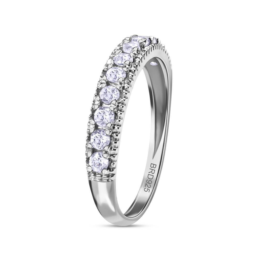 925 Sterling Silver Half Eternity Band Ring : BRDWBRSS