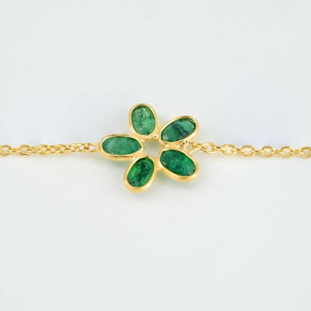 The Botanical Gardens Triple-Flower 18Kt Gold Plated Sterling Silver Bracelet | Made To Order : BR0008