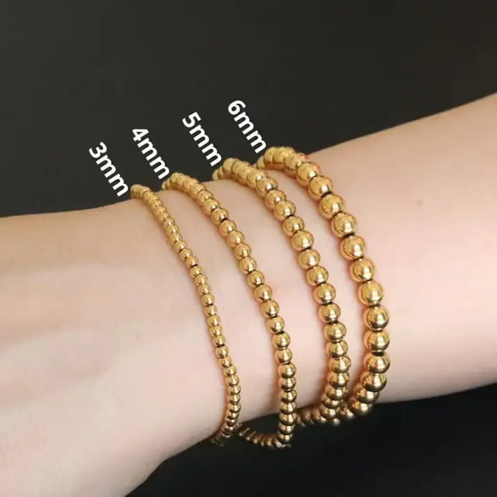 Gold Elastic Bead Bracelet : BCLT020-S