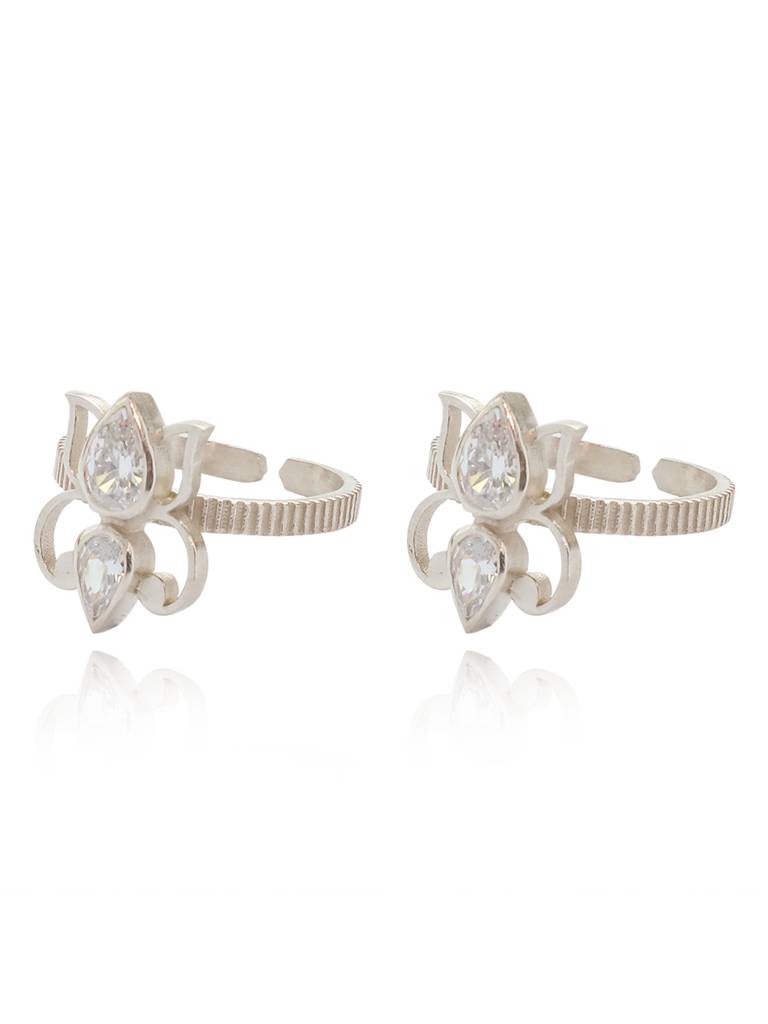 Silver 92.5 White Lotus Toe Ring : U080SO05TR0304