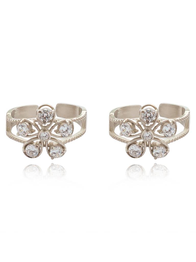 Silver 92.5 White Zircon Shining Toe Ring : U080SO07TR0306