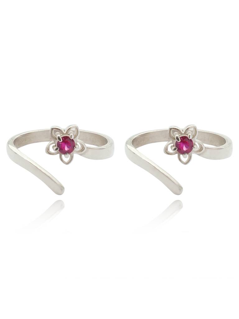 Zircon Flower Toe Ring In Silver : U080SO05TR0311