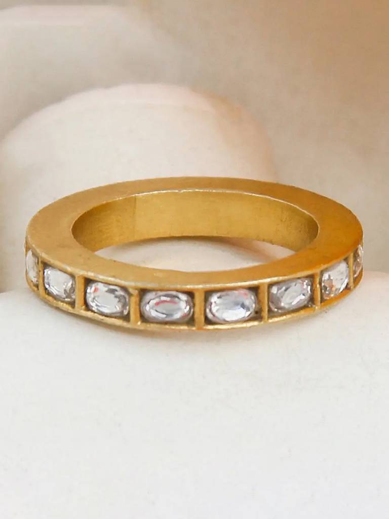 92.5 Silver White Polki Ring : U080SG007RO0200