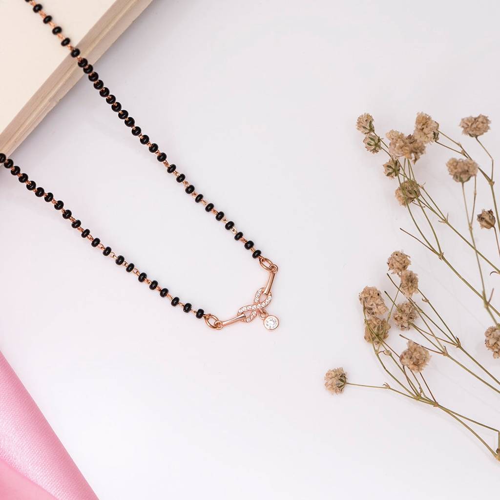 Infinity Cz Rose Gold Plated 925 Sterling Silver Mangalsutra : MGS-10015-C