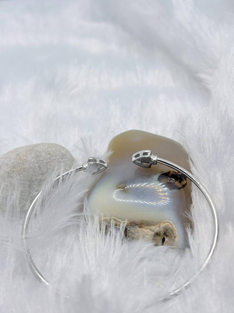 925 Silver Open Kada Bracelet With Dual Stone Tips : MKD8