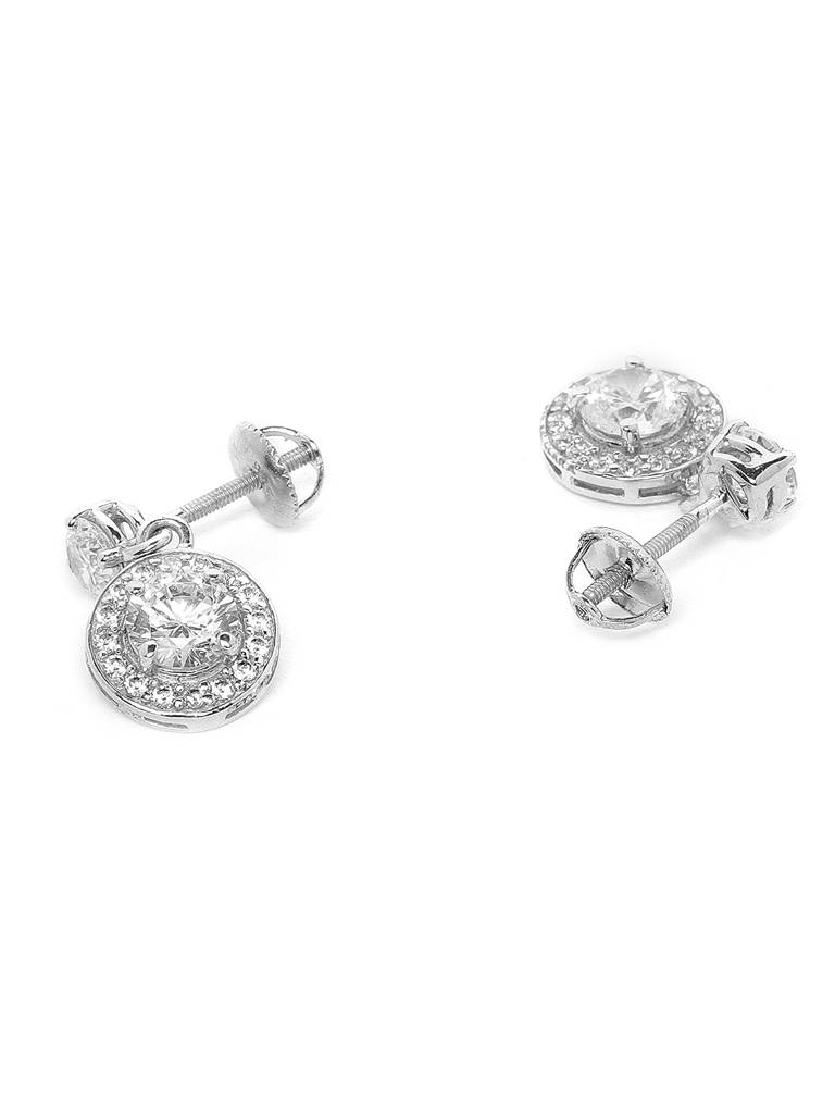 925 Sterling Silver Swiss Zirconia Dangle & Drop Maude Earring With Screw Back Gift For Women And Girls : CSWZHDE29