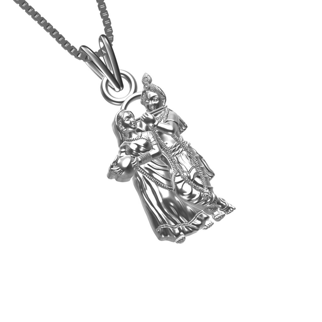 Silver Love Of Radha Krishna Pendant For Gift : ZLGDP-1045