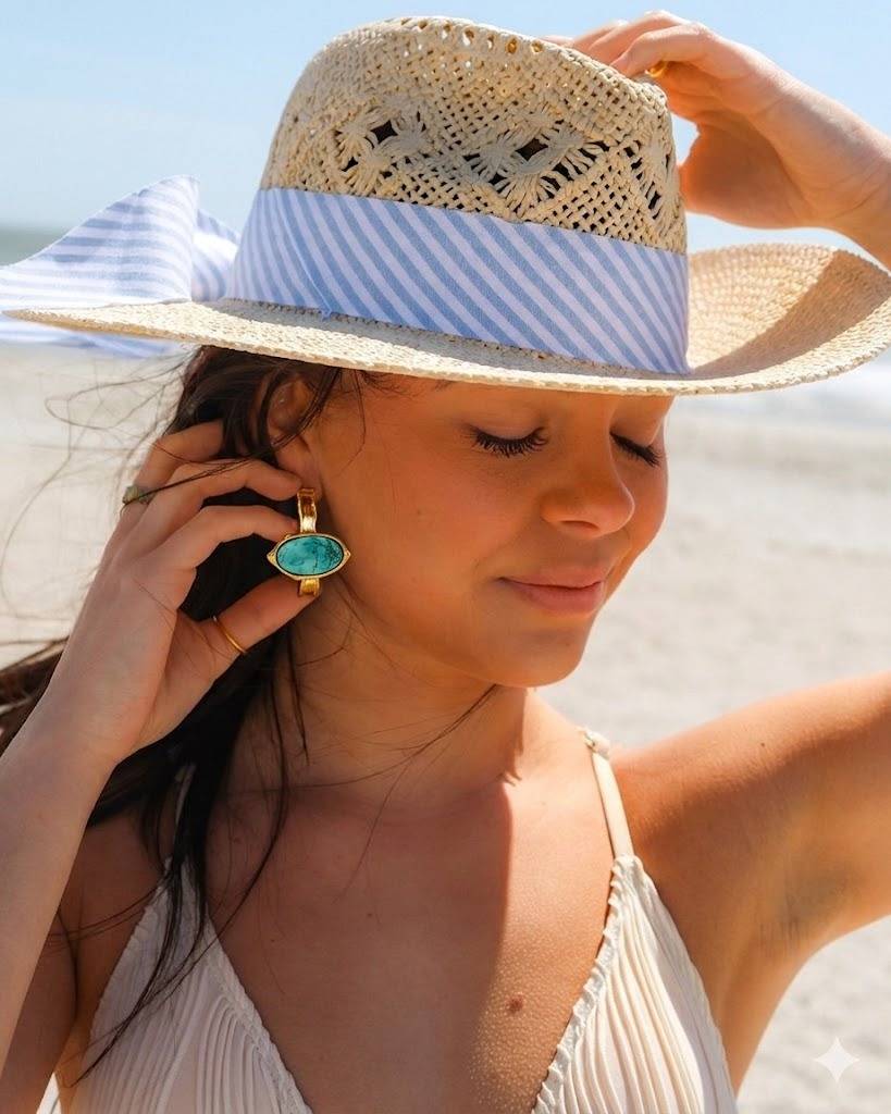 Turquoise Eye Drop Earrings : AWE-406