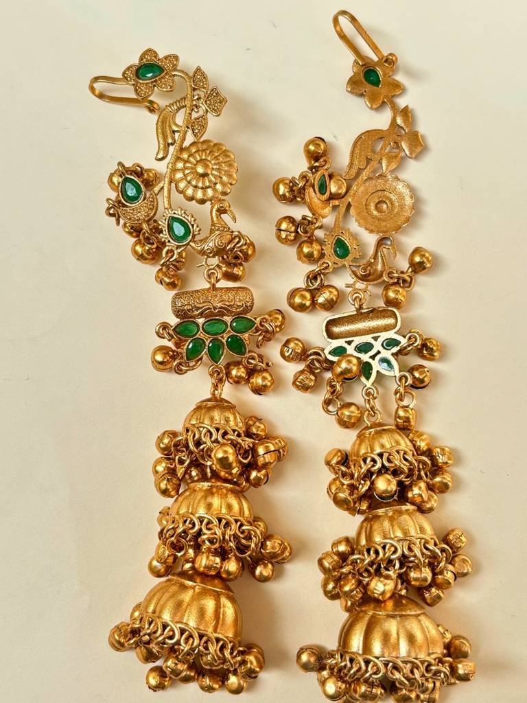 Kashmiri Drop Earrings Jhumkas : VI26EROX100362