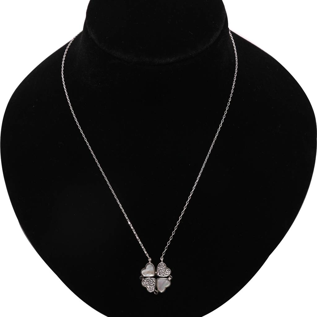 Minimalist Silver Chain Heart Pendant | Double Heart Pendant Necklace : CP1017