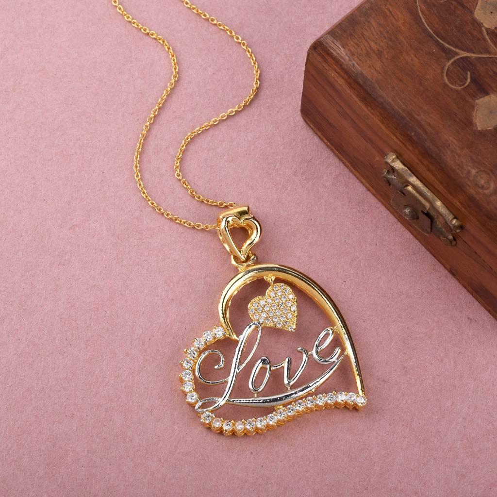 Endless Love Silver Gold Diamonds Pendant : SIPENGJCZ28