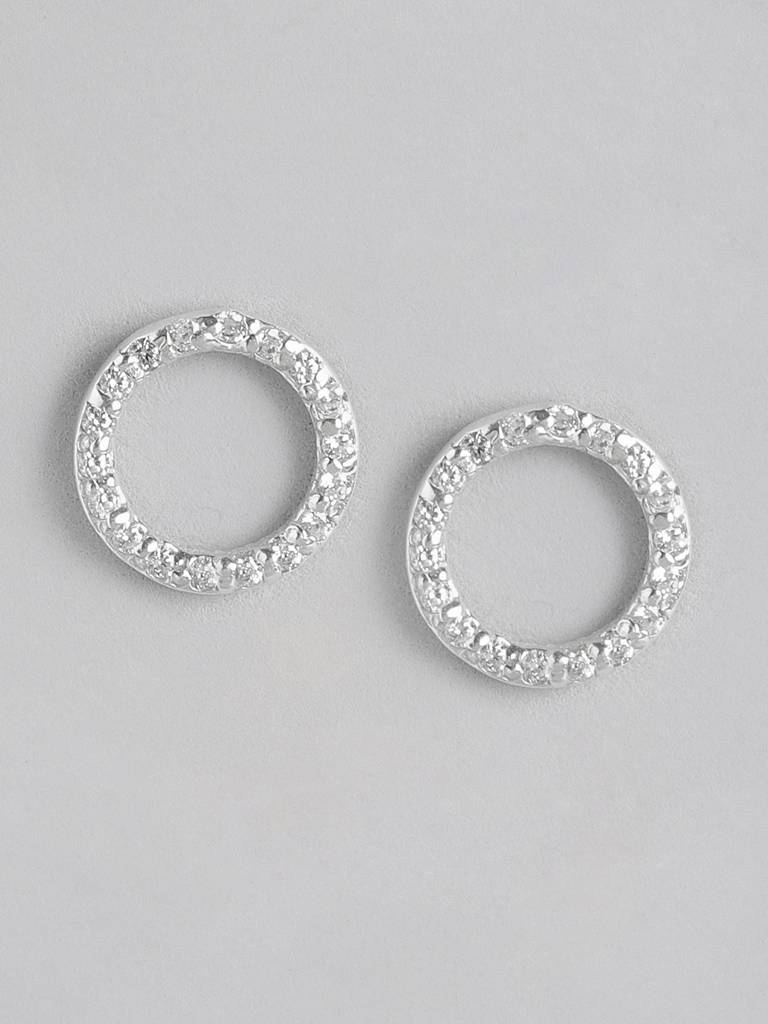 92.5 Silver Zircon Ring Stud Earrings : 92.5 Silver Zircon Ring Stud Earrings : U100SG002MY007