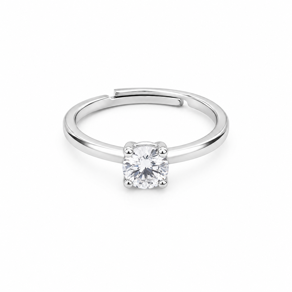 925 Silver Dainty Solitaire Ring : LR23444