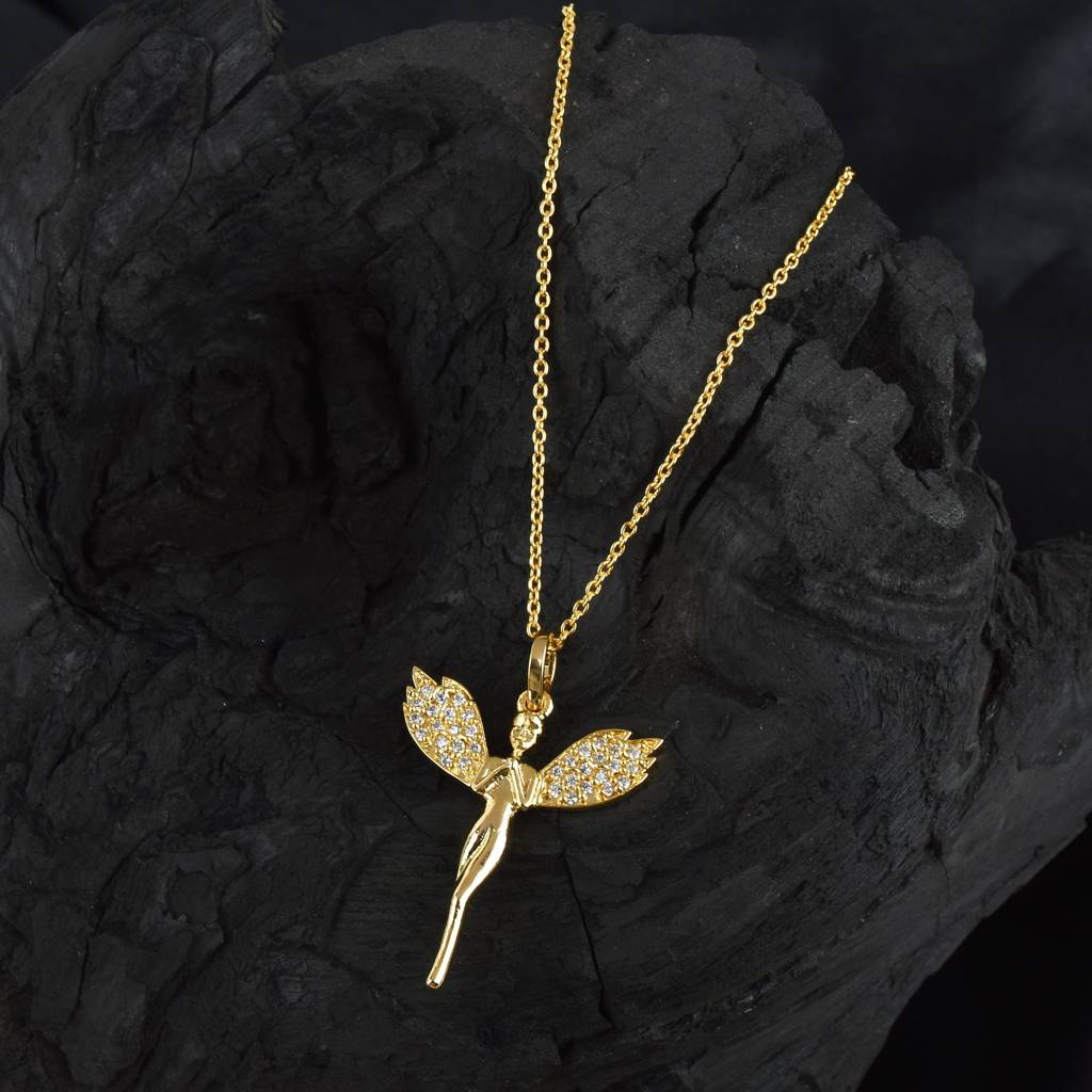 Celestial Grace Angel Pendant With Chain : SIPENGPCZ24