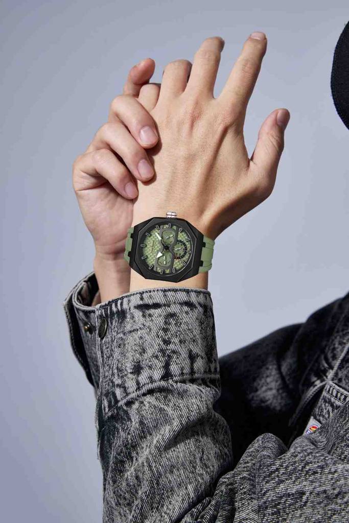 Daniel Hechter Paris Kleber Collection Sporty Multifunction Watch For Men With Checkered Geometric Dial, Day & Da : DHM1023-02