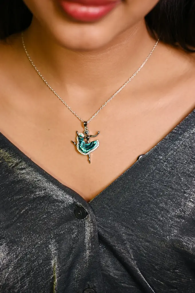 Silver Classic Dancing  Ballerina Necklace : KN035