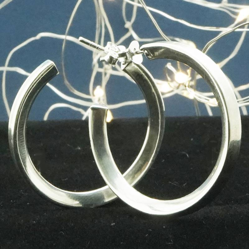 925 Pure Silver Lightweight Chunky Open Hoops | Jewelry Hoop Bali Earrings : TWP1167