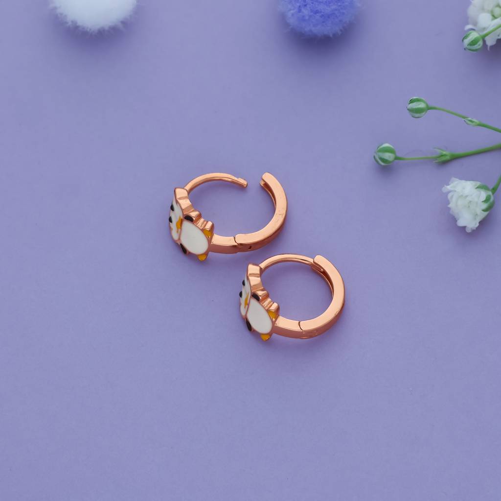 Iyal Frosty Penguin 925 Silver Kid Hoops Earring (3+ Yrs) : KE-KH-RG-U-153-P