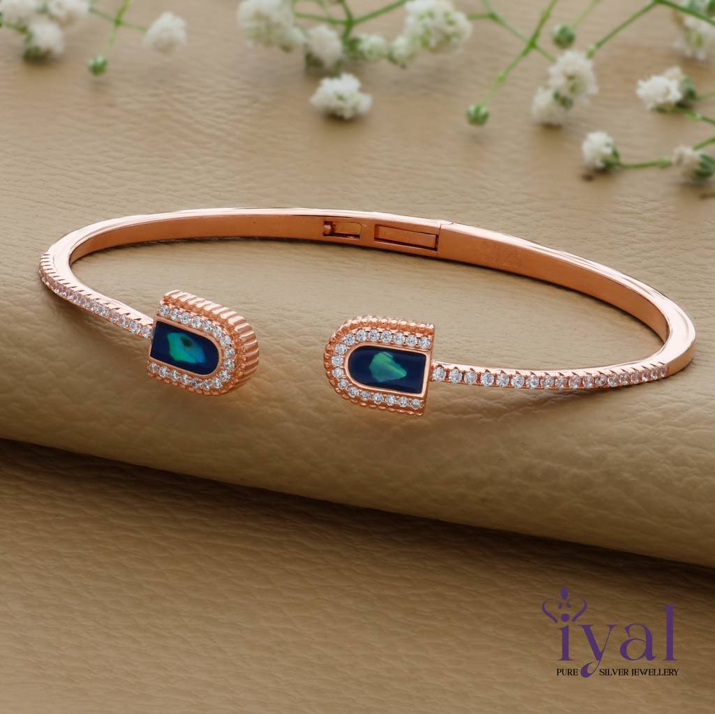 Blue Charming Rose Gold Polish 925 Silver Kada : KA-17