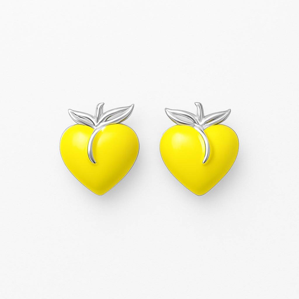 925 Pure Silver Yellow Apple Stud Earrings : TWP1325