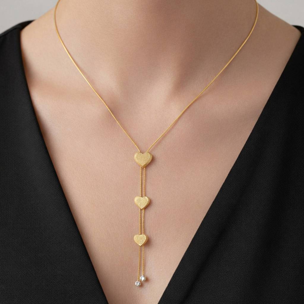 Gold-Plated Elegant Heart Drop Anti-Tarnish Necklace : HSPS60MB1614