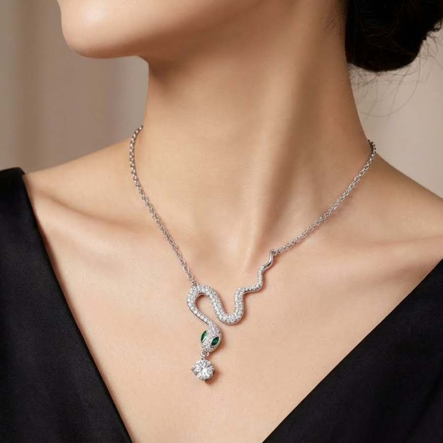 Dainty Snake Pendant Necklace For Women – Elegant Minimal Snake Design With Sleek Modern Finish | Premium Contemp : 1984946626
