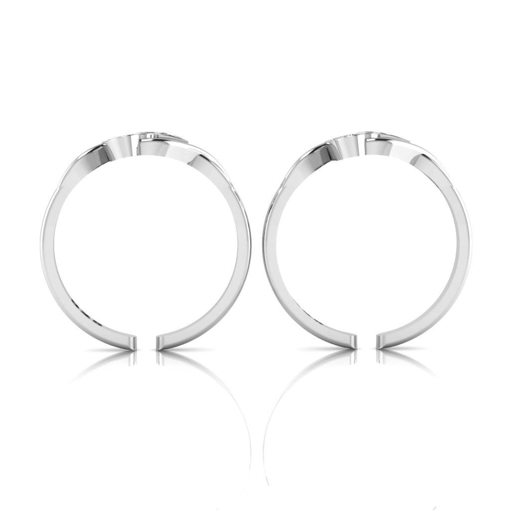 Iski Uski 925 Sterling Silver Hearts Cz Toe Rings