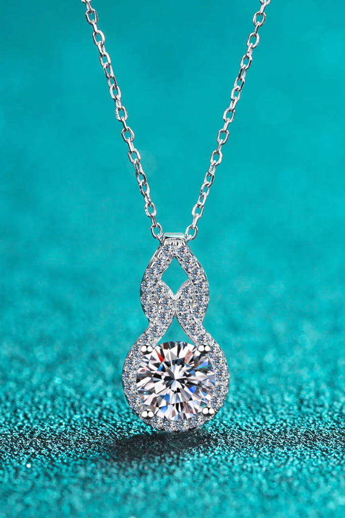1 Ct Infinity Spark Silver Moissanite Pendant : HaloPendant_1ct