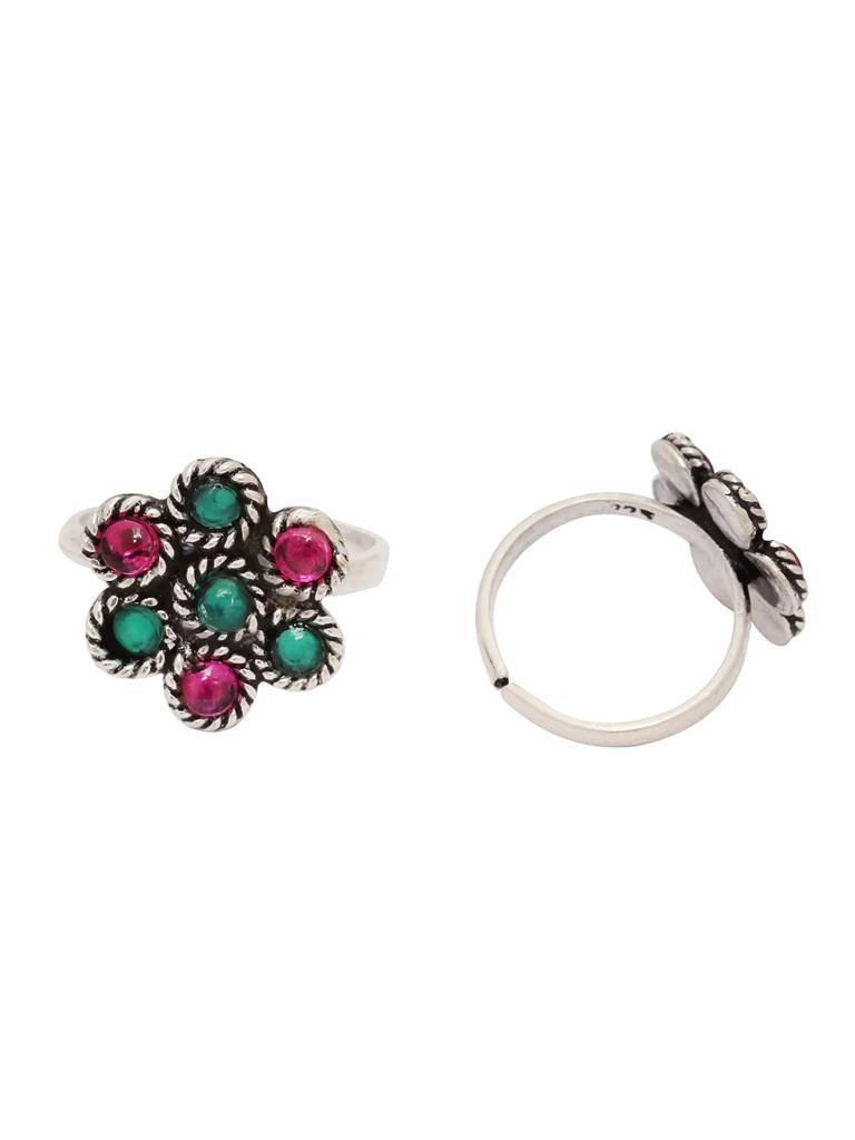 Silver Colorful Oxidized Toe Ring : U100SO006TR0265