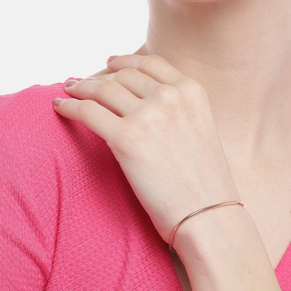 Sleek And Slender Rose Gold Bracelet : BR-80043
