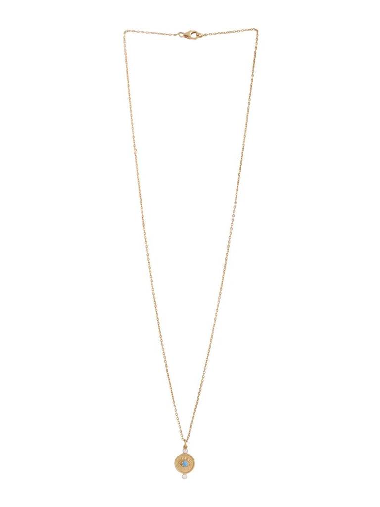 Kicky And Perky 925 Sterling Silver Evil Eye Charm With Chain Gold Plated Pendant : SILGLMCP001