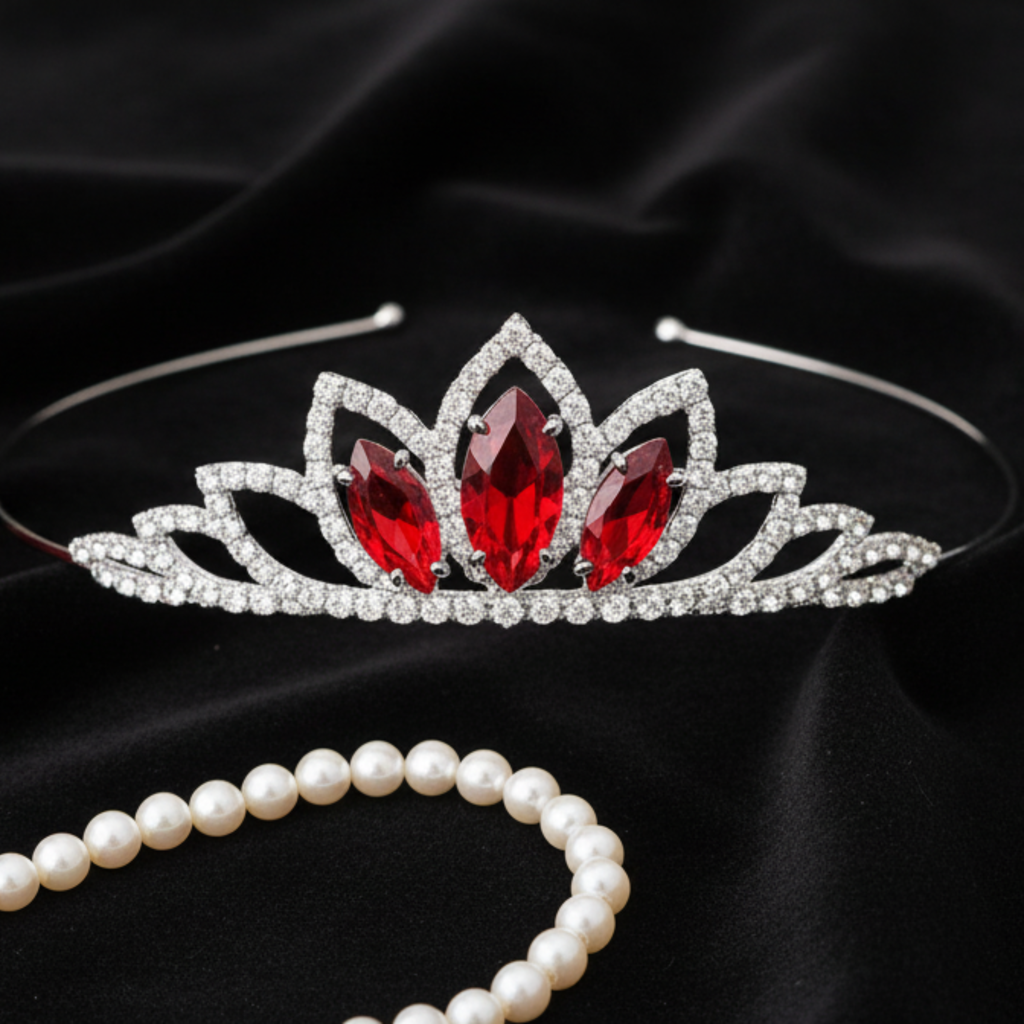 Silver Crystal Tiara For Women  Elegant Rhinestone Flower Crown Headband For Brides, Weddings, Prom & Pageants : M4SK-RED-MARKIS