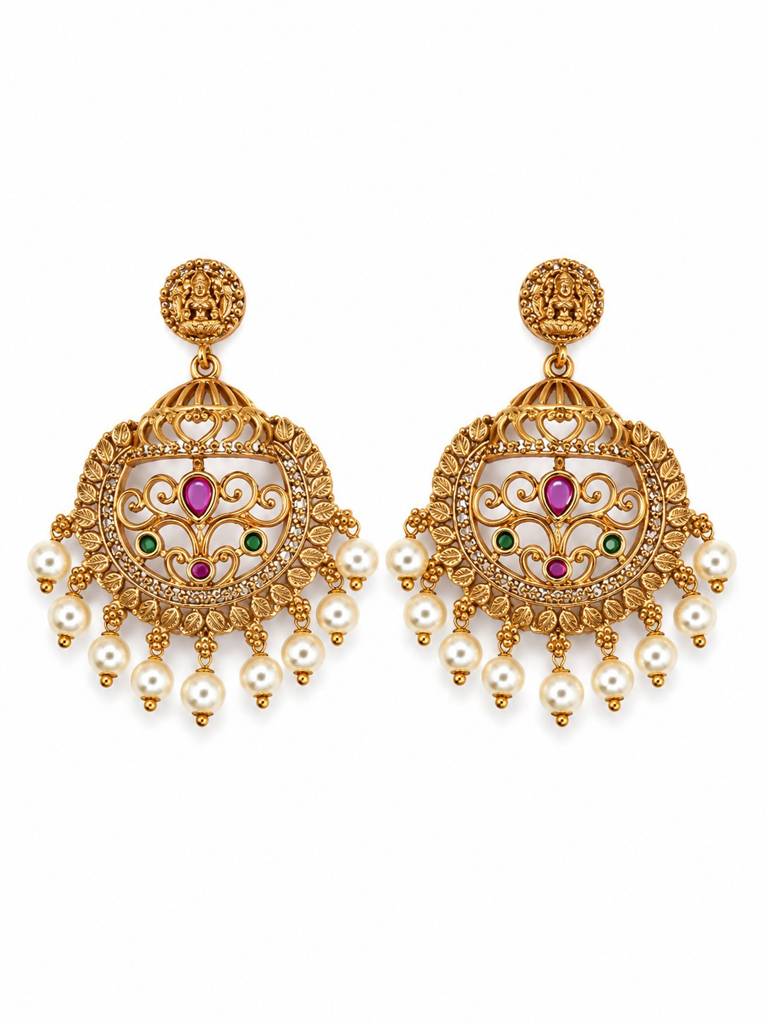 Ashna Antique Gold Lakshmi Peacock Temple Necklace With Pearls : RKNP000117