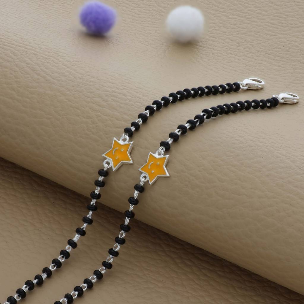 Little Yellow Star Charm 925 Silver Kid Nazariya Bracelet| Adjustable| Everyday Wear| 6Months - 2Yrs : NA-KN-RH-M-141-P
