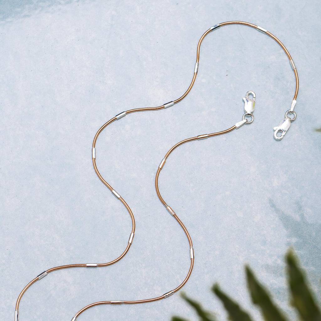 Sensational 925 Silver Snake Anklet In Rose Gold : ANK-60052-PAIR