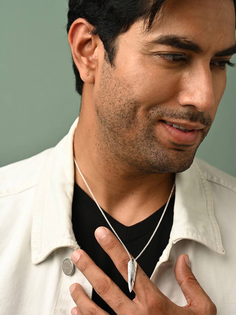 925 Silver Platinum Plated Shield Men Pendant Necklace With Chain Gift For Men & Boys : CSMNP3